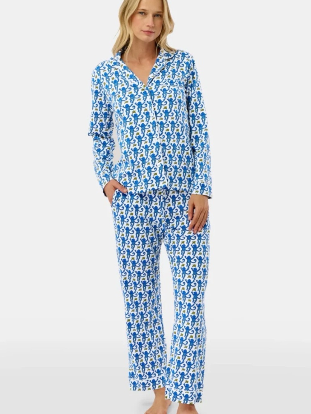 Roller Rabbit Blue Monkey Pajama Set